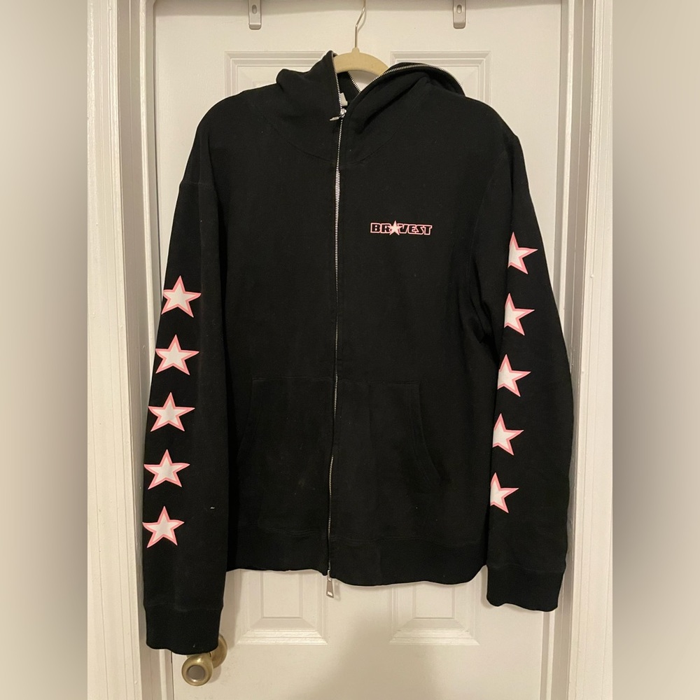 Bravest Studio Full Zip Star Hoodie - Black/Pink